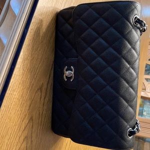 Chanel black large quilted shoulder bag
